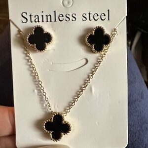 Black and Gold Stainless Steel Jewelry Set